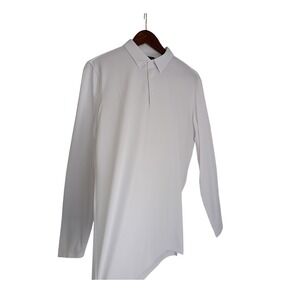 AG Green Label Mens White Long Sleeve Performance Golf Polo Shirt Sz M NWOT $98